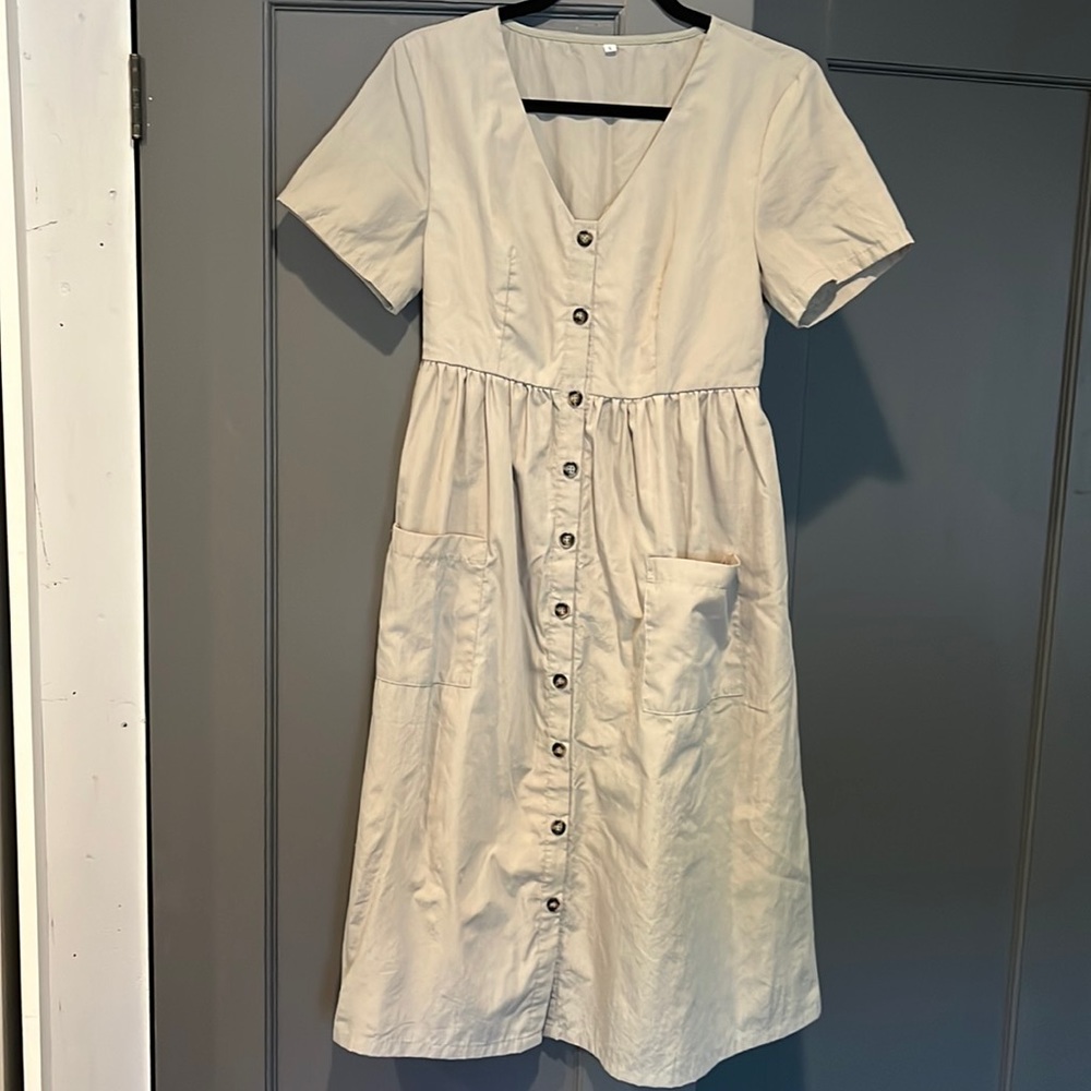 Olive green button down dress
